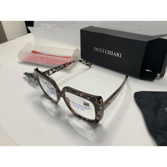 Occi Chiari Tear Off Reading Glasses +3.50 Strength Leopard Print Square Frames - Picture 6 of 10